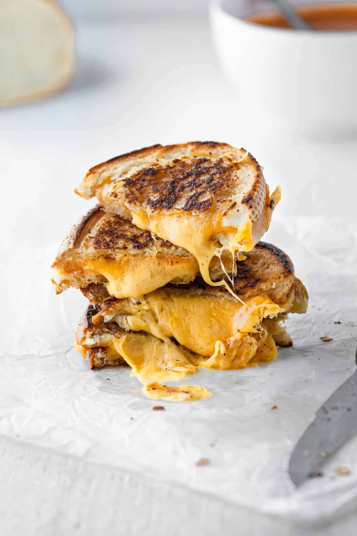 Stack of grilled cheese.