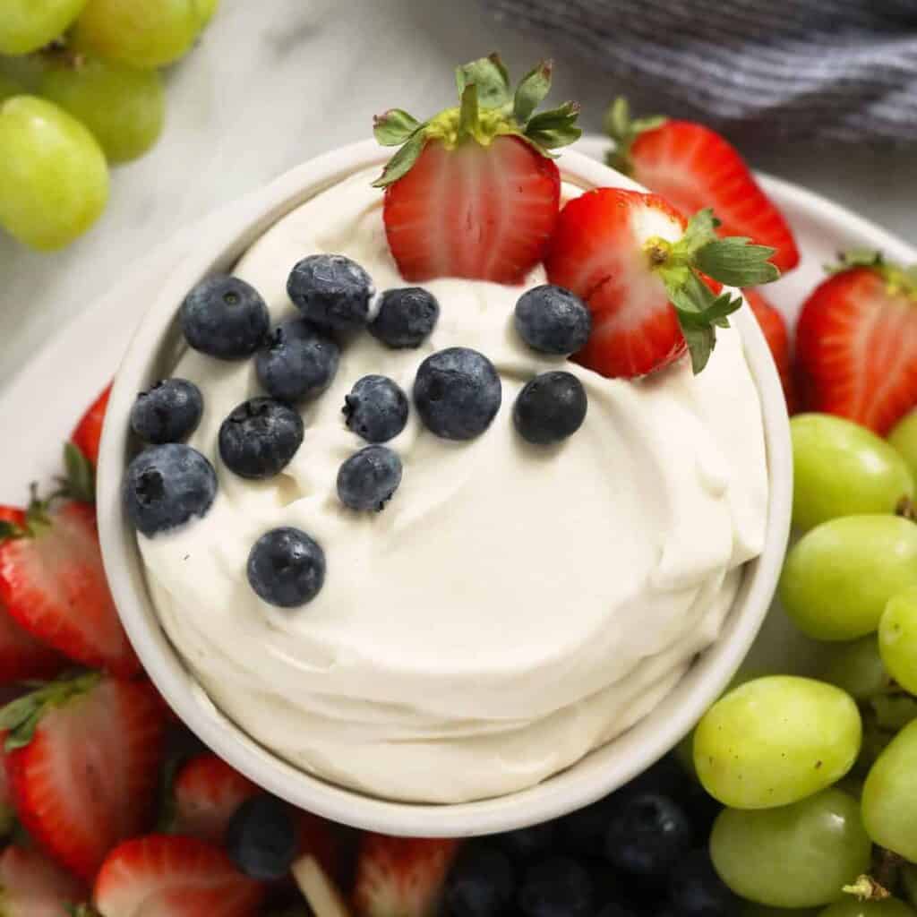 Cream Cheese Fruit Dip (4 Ingredients!) - Fit Foodie Finds