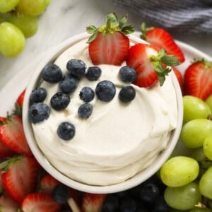 cream cheese fruit dip in a bowl