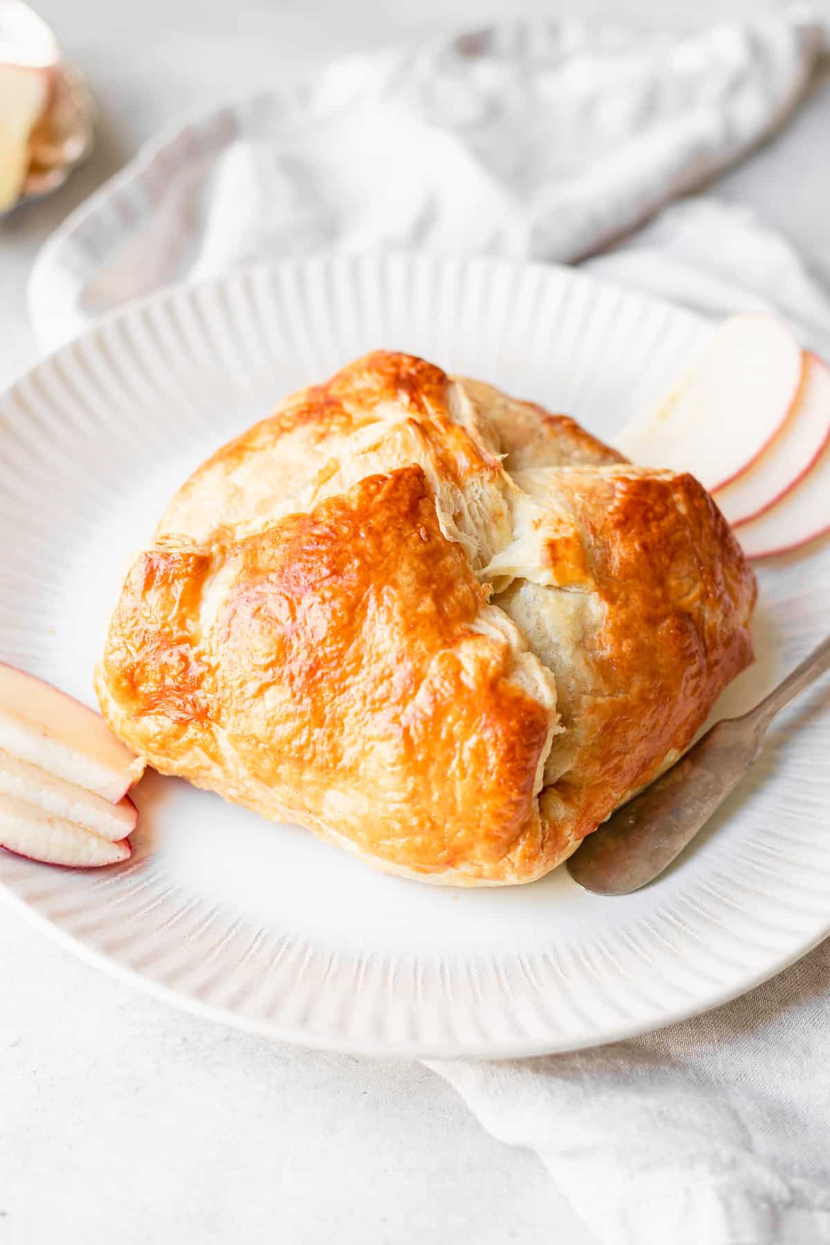 baked brie on plate.