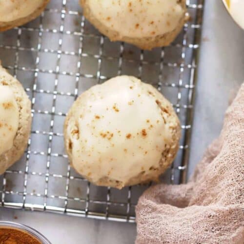 cinnamon cream cheese scones on a cooling rack.