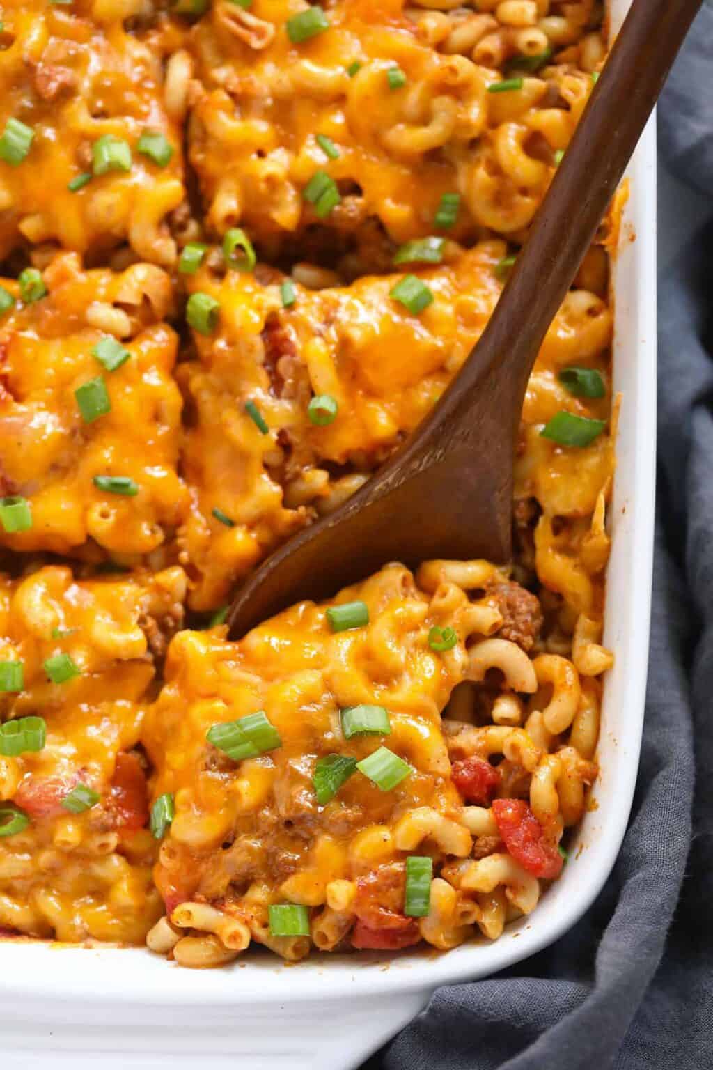 Cheesy Hamburger Casserole - The Cheese Knees