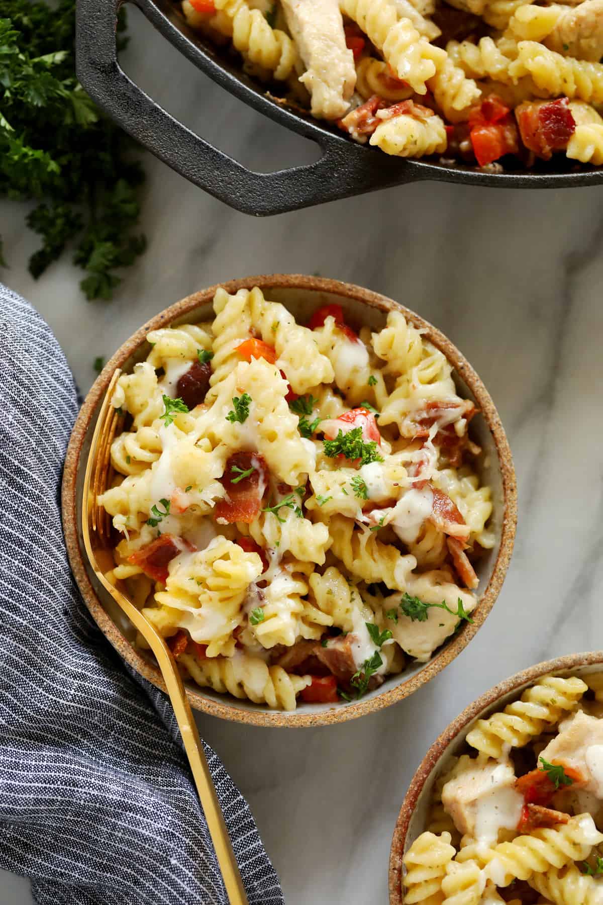 bowl of chicken bacon ranch casserole ready to be enjoyed