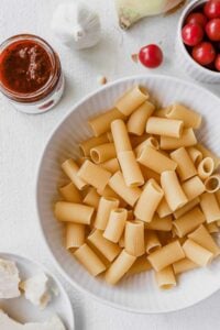 Sun-dried tomato pasta dish.