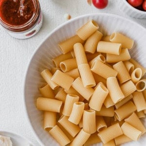 Sun-dried tomato pasta dish.