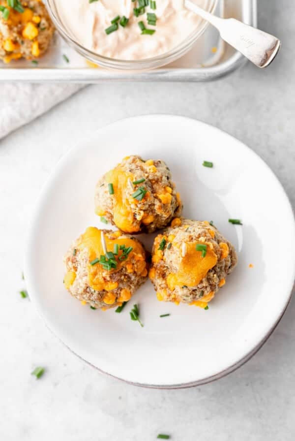 cream cheese sausage balls on a plate