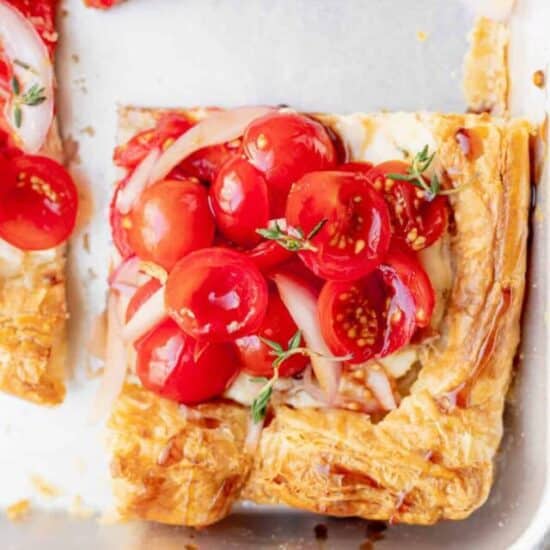 a slice of tomato tart