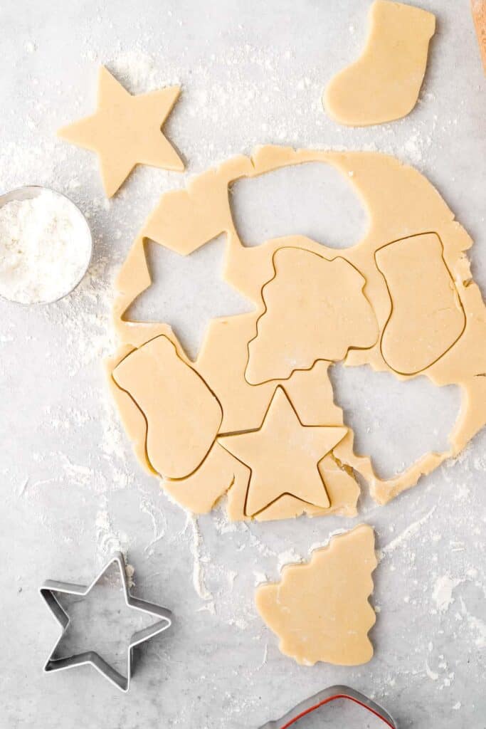 cookie cutters in dough