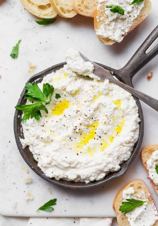 ricotta cheese in dish