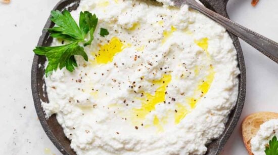 ricotta cheese in serving dish