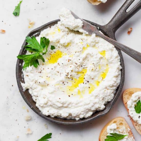 ricotta cheese in serving dish