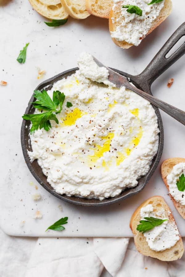 ricotta cheese in dish