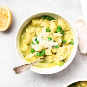 ricotta gnocchi with sweet pea butter sauce