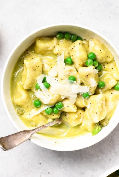ricotta gnocchi with sweet pea butter sauce