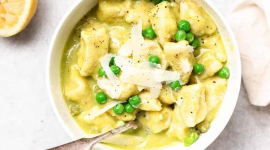 ricotta gnocchi with sweet pea butter sauce