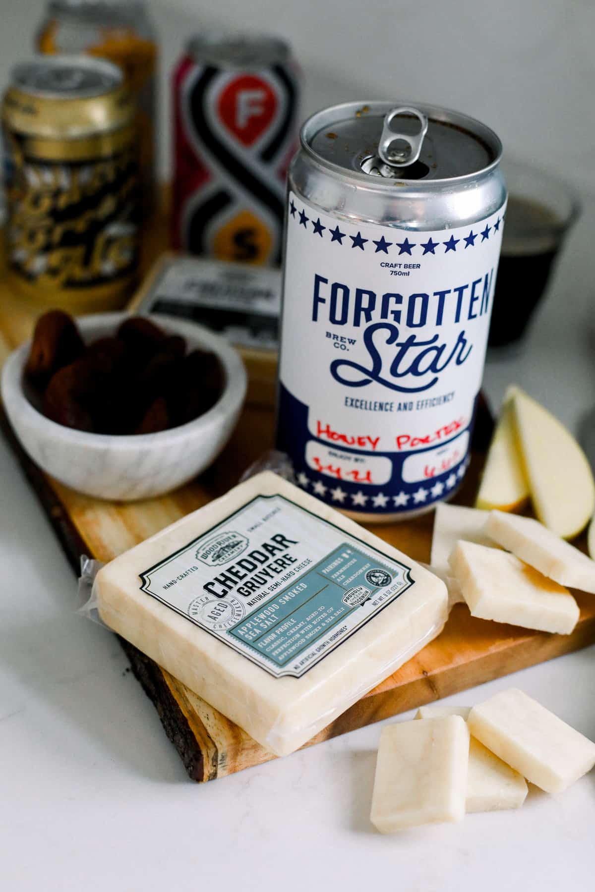 sliced cheese and apples with a delicious beer pairing