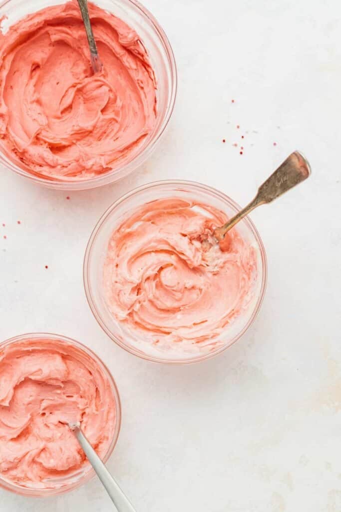 cream cheese frosting in bowls