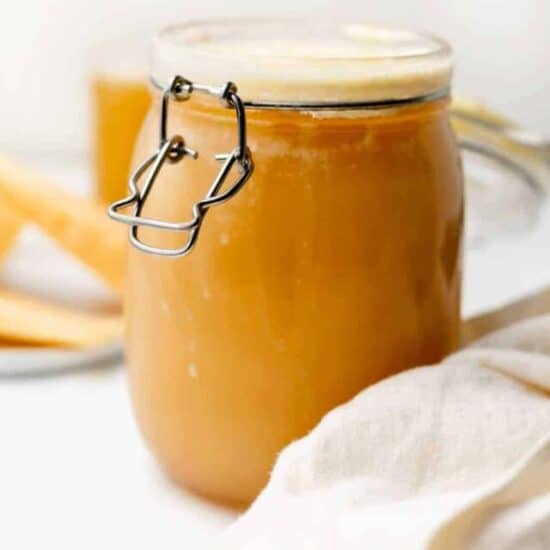 a mason jar of parmesan broth