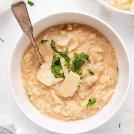 a bowl of parmesan risotto