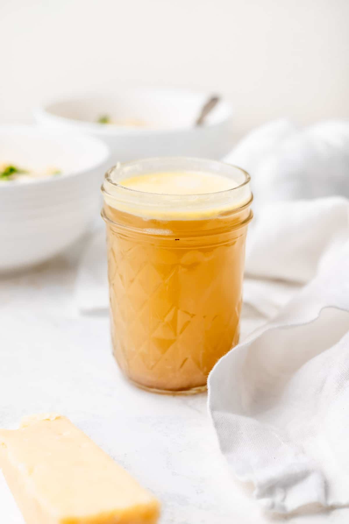 parmesan broth in a jar