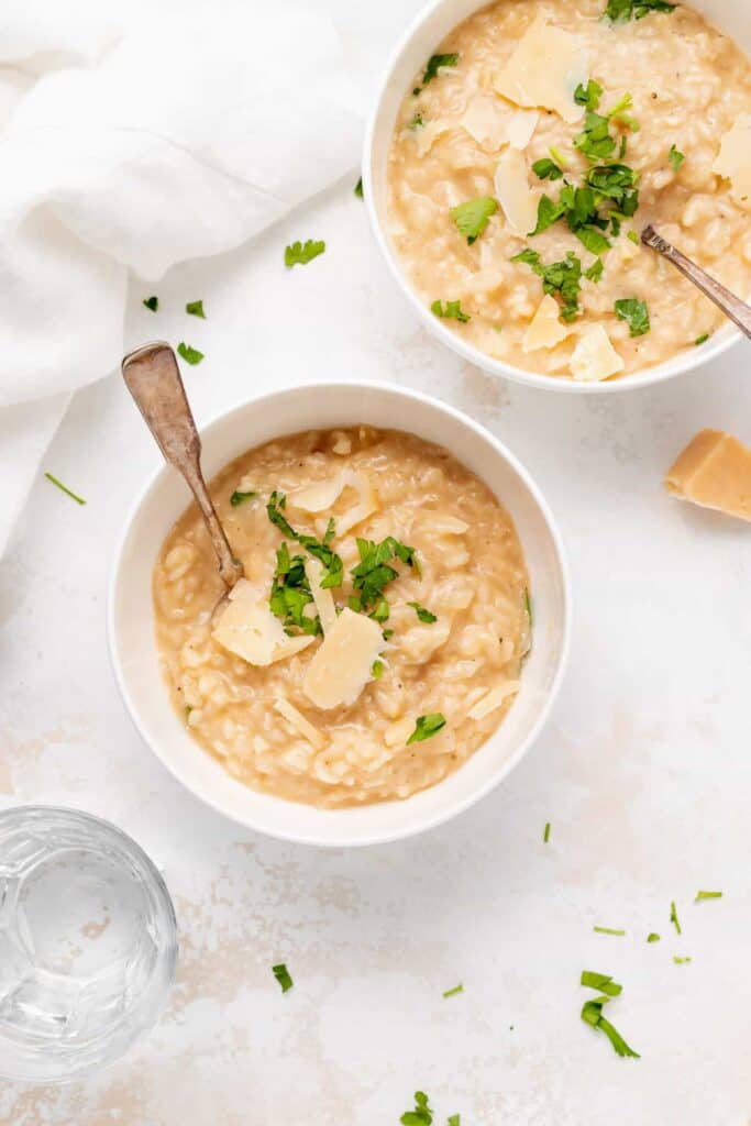 Parmesan risotto in bowl.