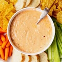 slow cooker queso dip in a bowl