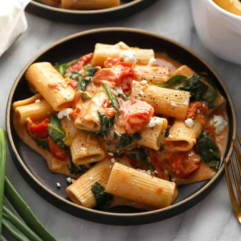 Baked Goat Cheese Pasta (So CREAMY!) Cheese Knees