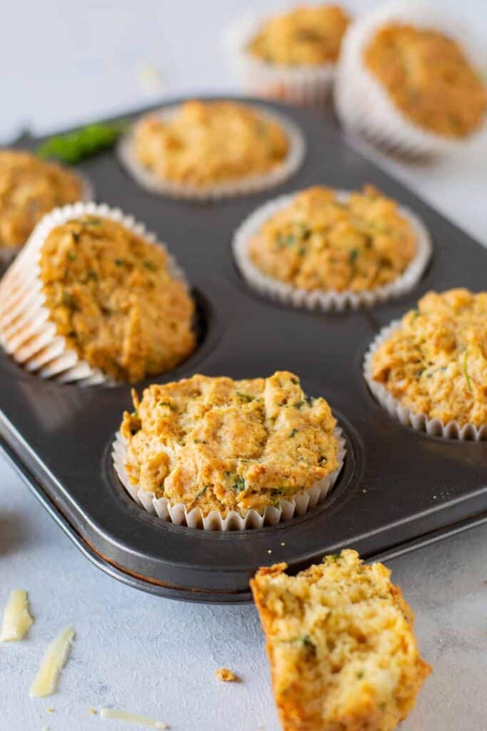 Savory cheese muffins after being baked.