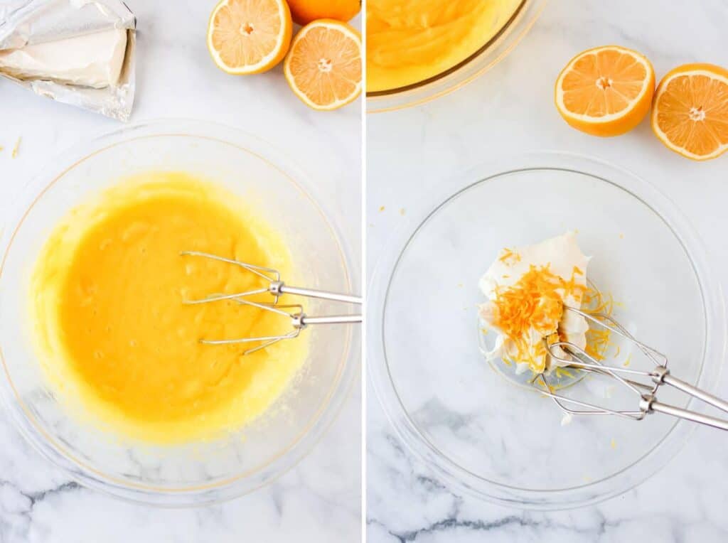 mixing lemon cheesecake filling