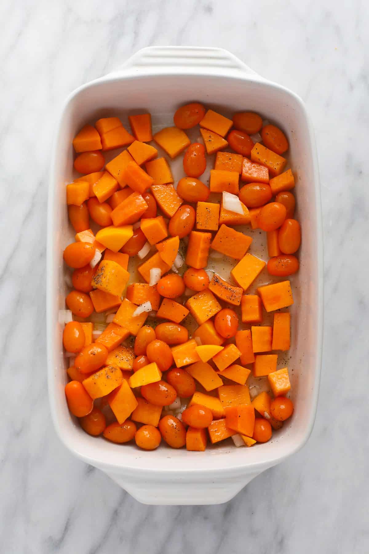 veggies in casserole dish