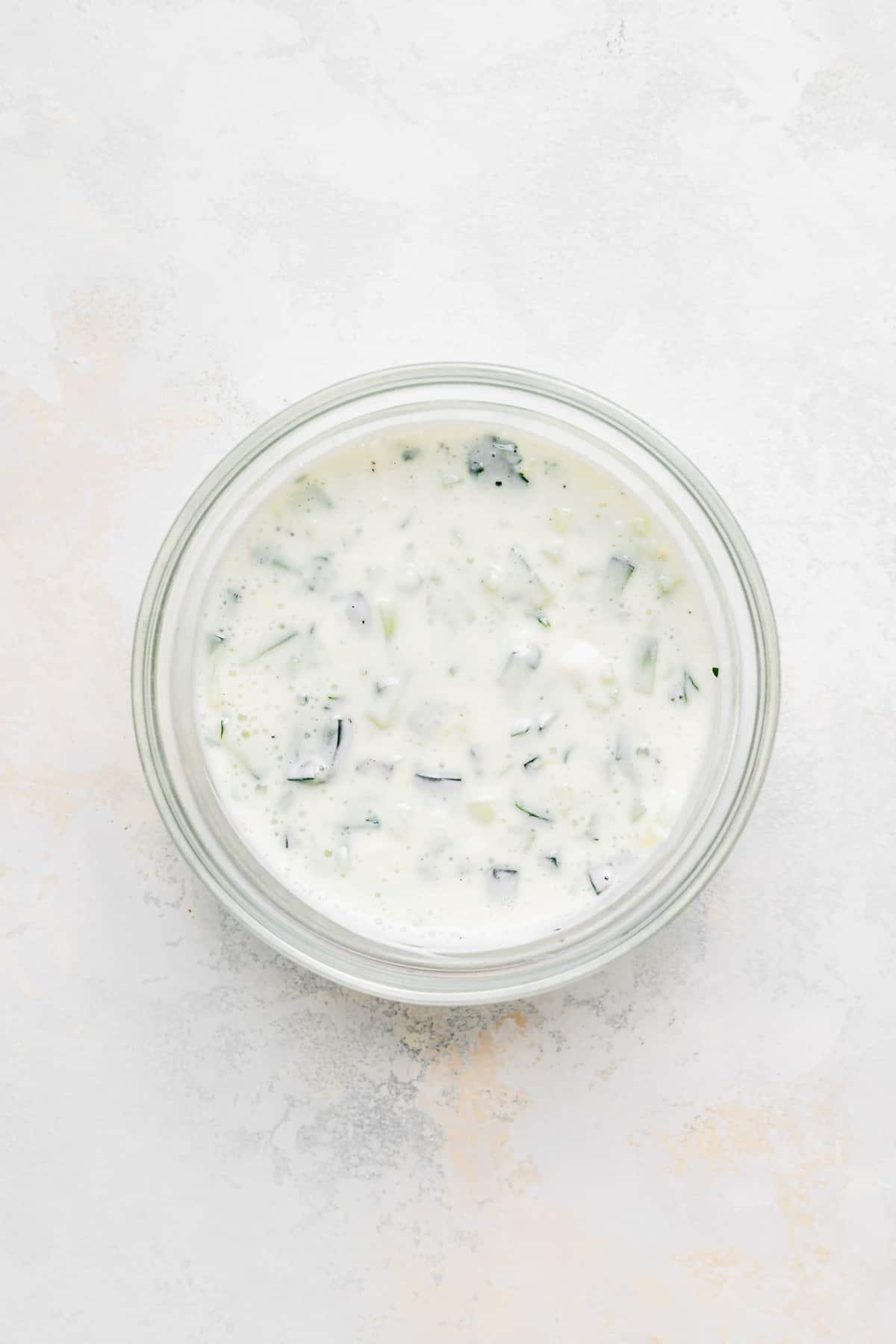 tzatziki sauce in a dish. 