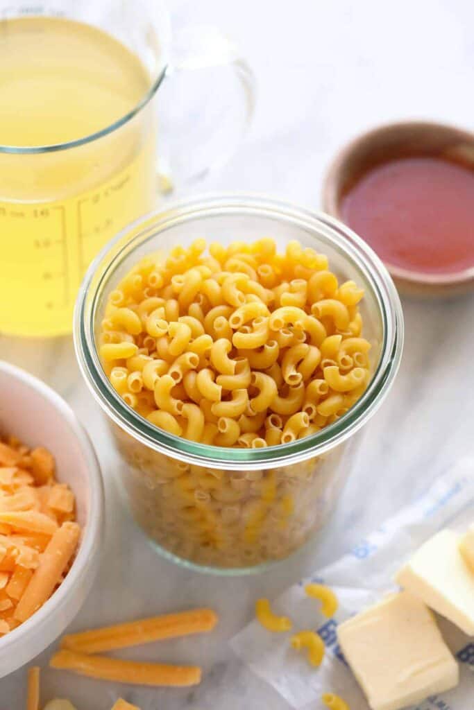 macaroni noodles in jar