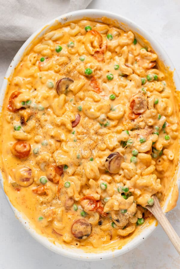 mac and cheese in casserole dish