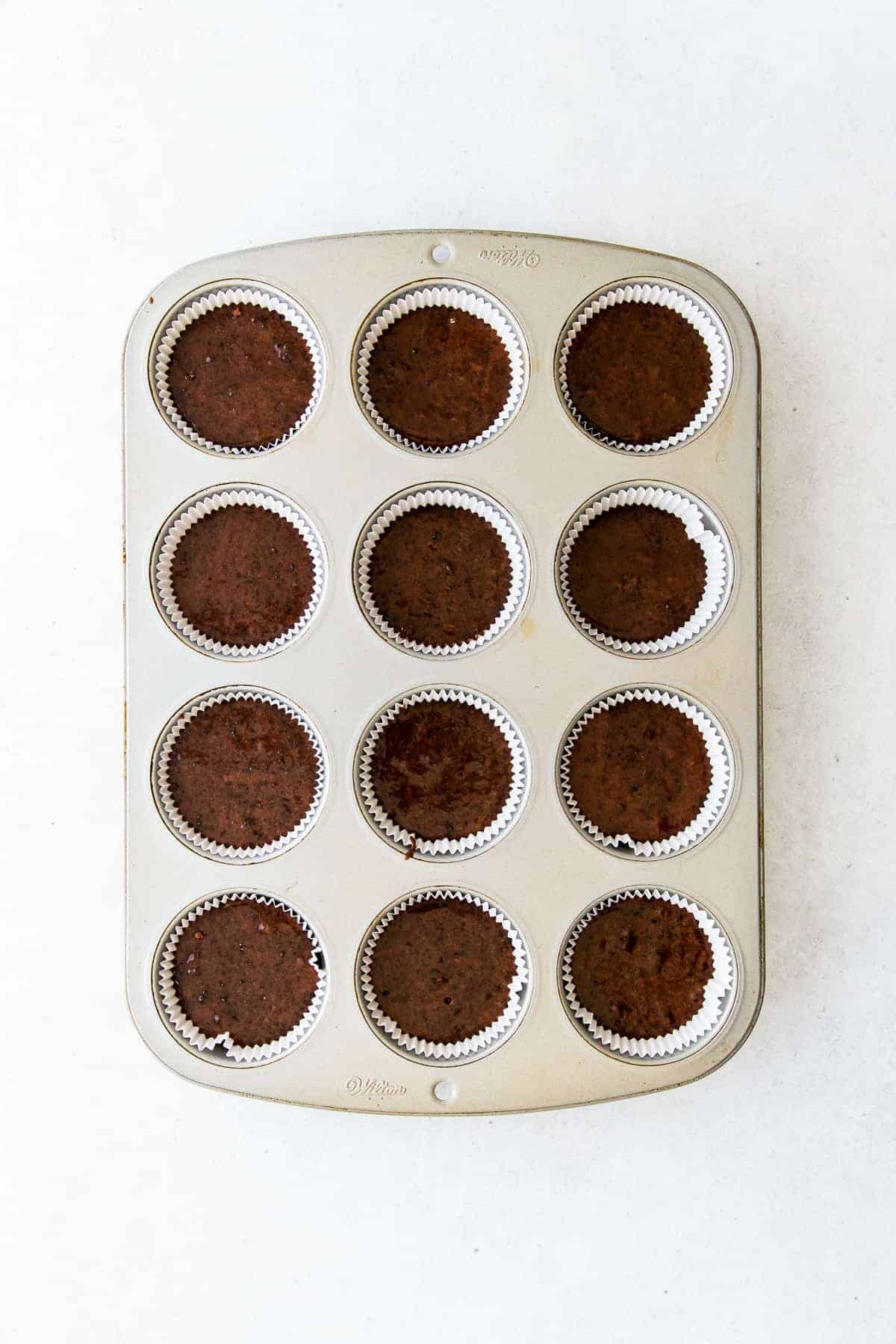 chocolate cupcakes in cupcake pan