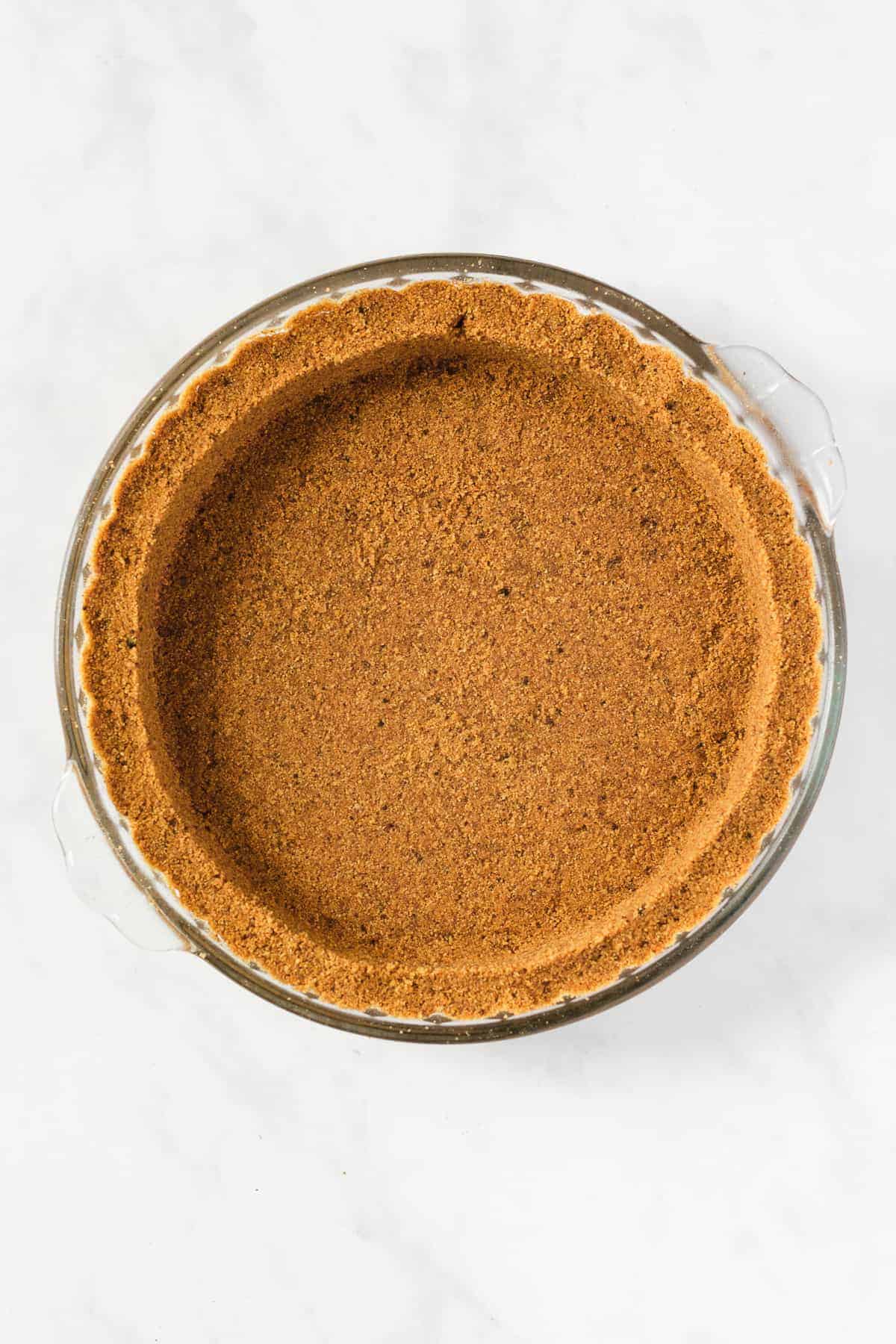 Baked graham cracker crust. 