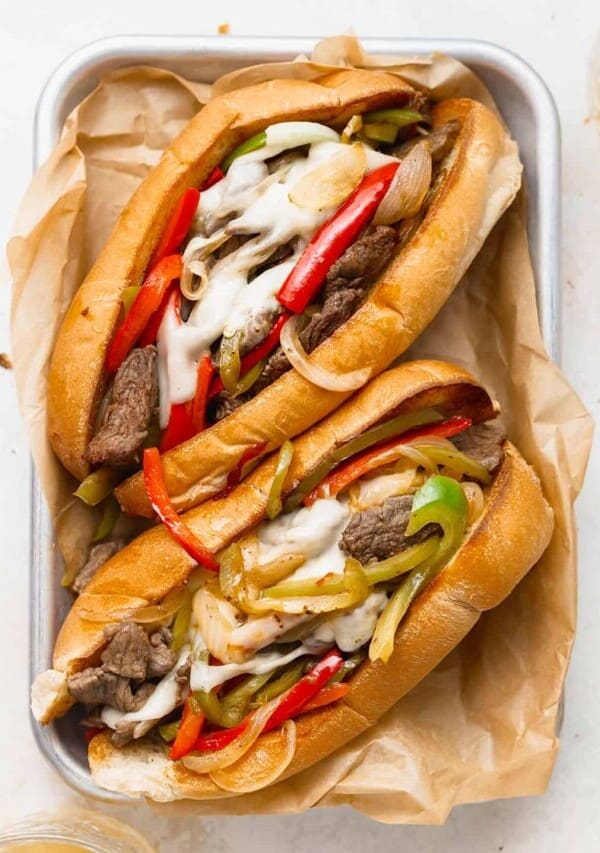 2 philly cheesesteak sandwiches