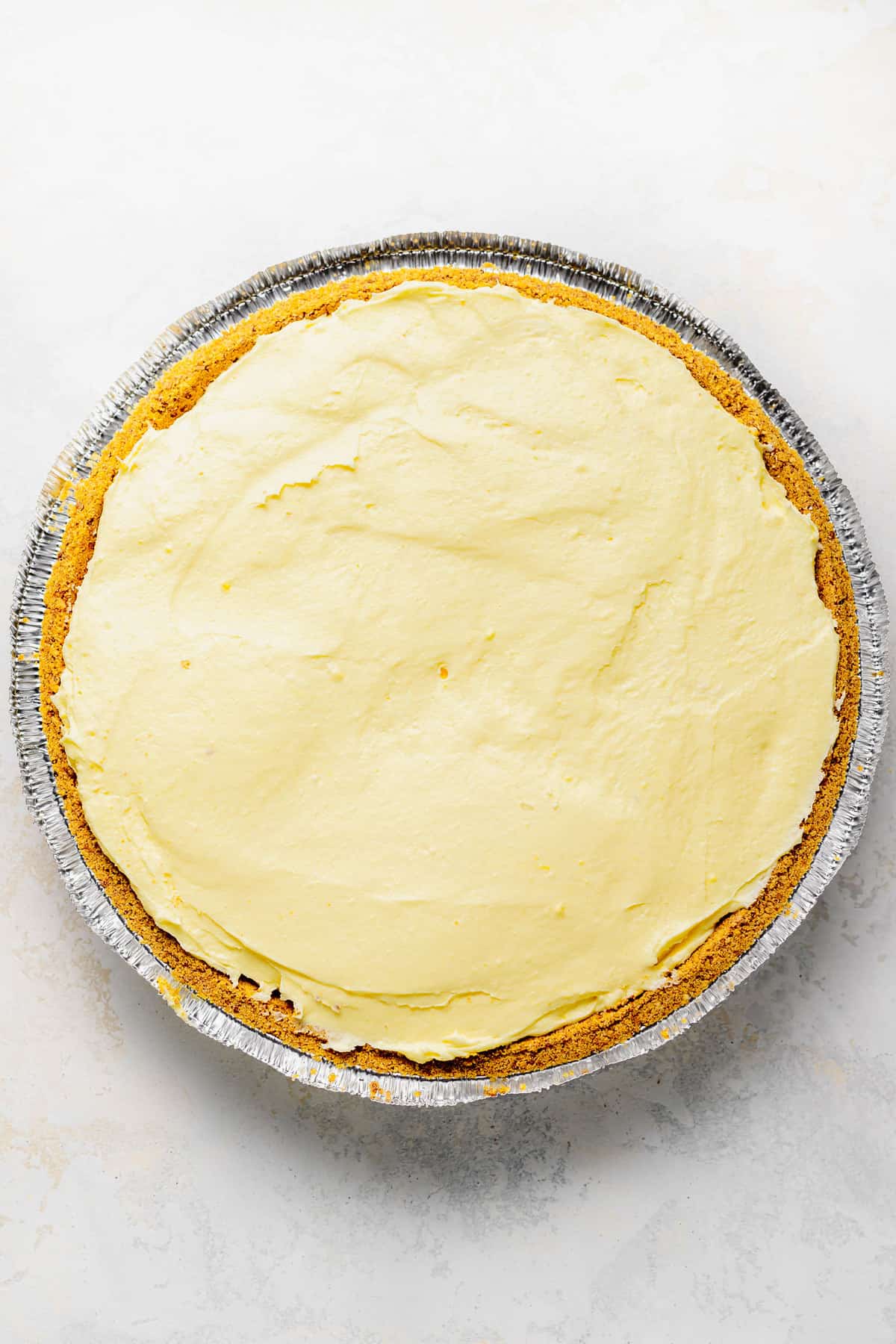 Cream cheese lemonade pie in a graham cracker crust. 