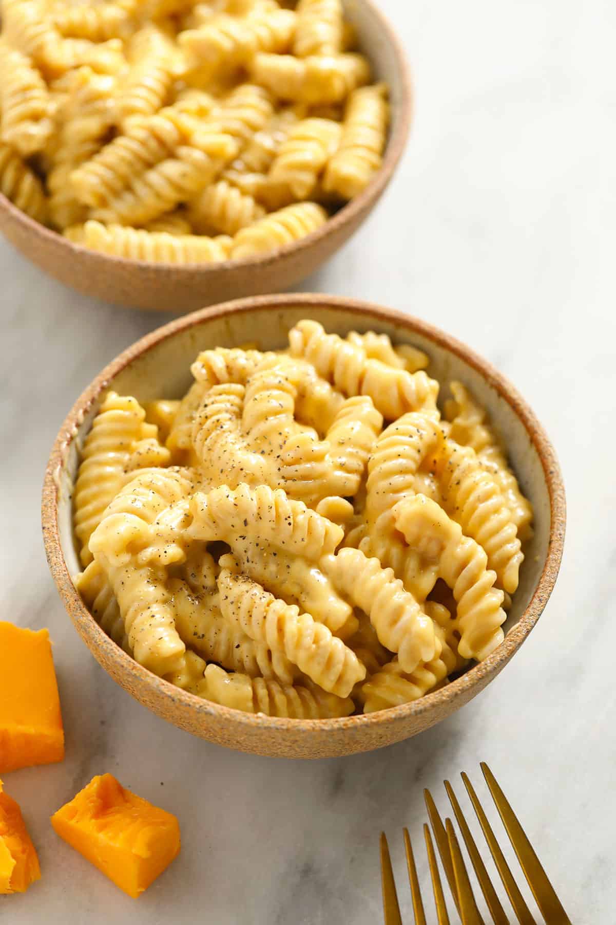 Gluten free mac and cheese in a bowl.