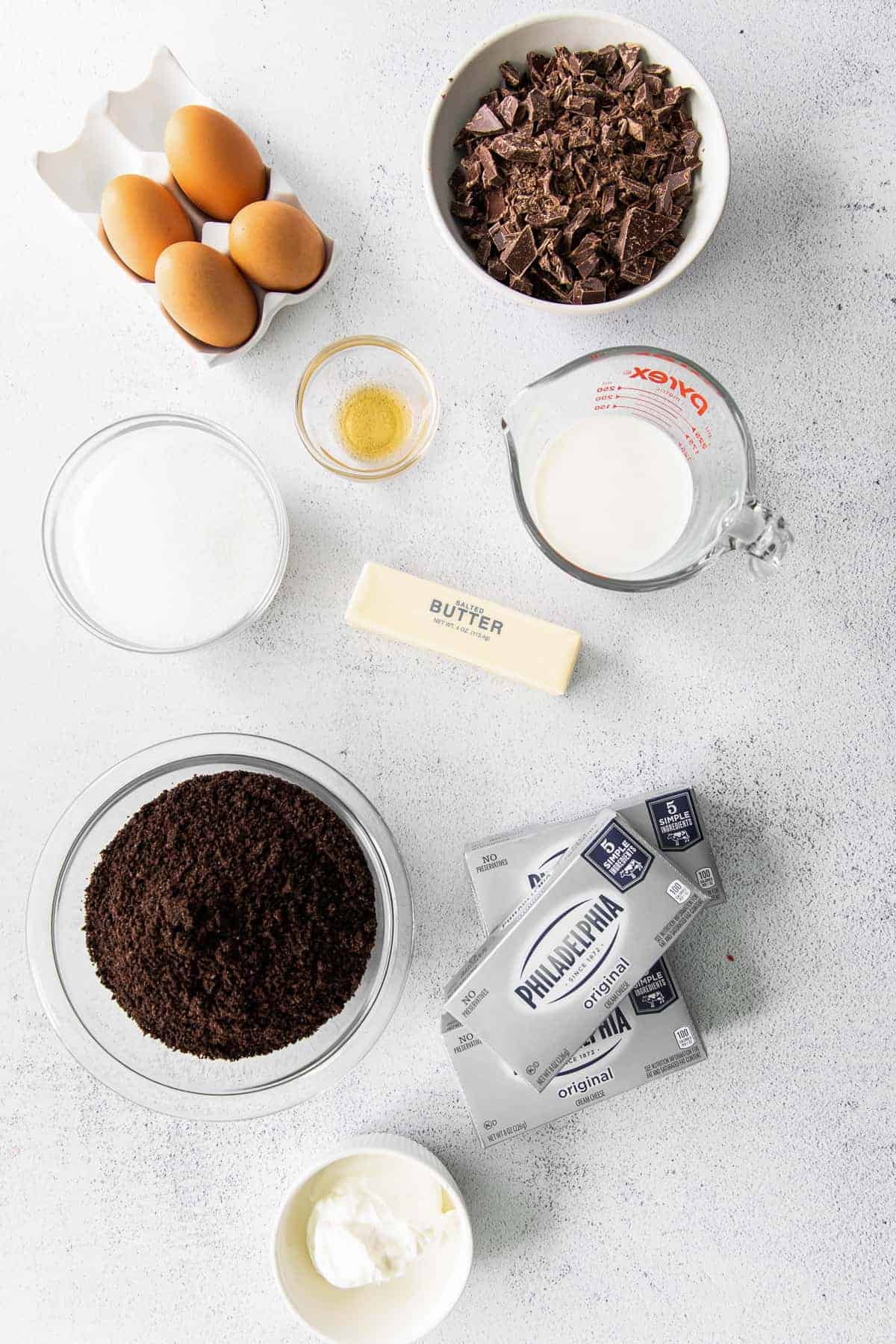 cheesecake ingredients on countertop