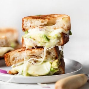 avocado grilled cheese stacked.