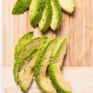 avocado on cutting board.