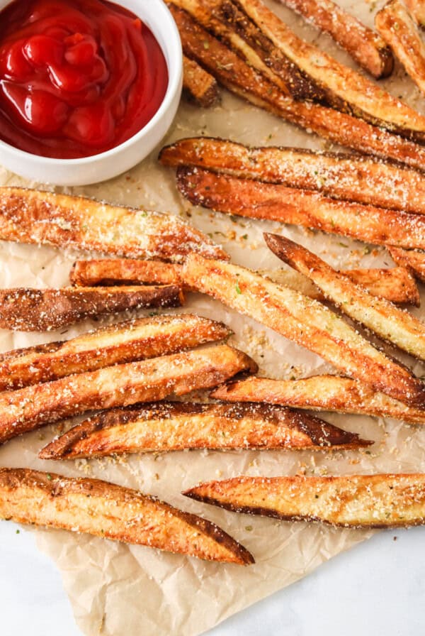 french fries with ketchup and ketchup.