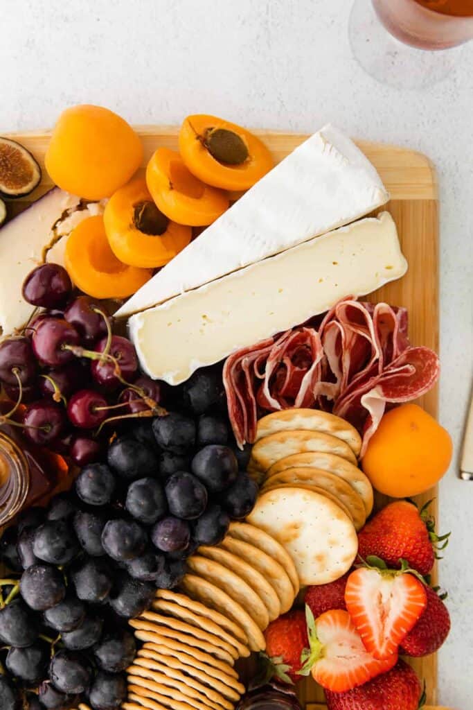 cheese board with grapes