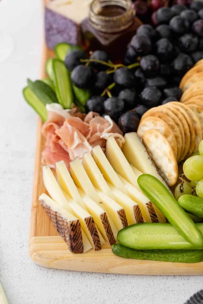 cheese on cutting board