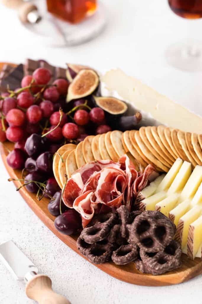 chocolate and cheese board ready to be served
