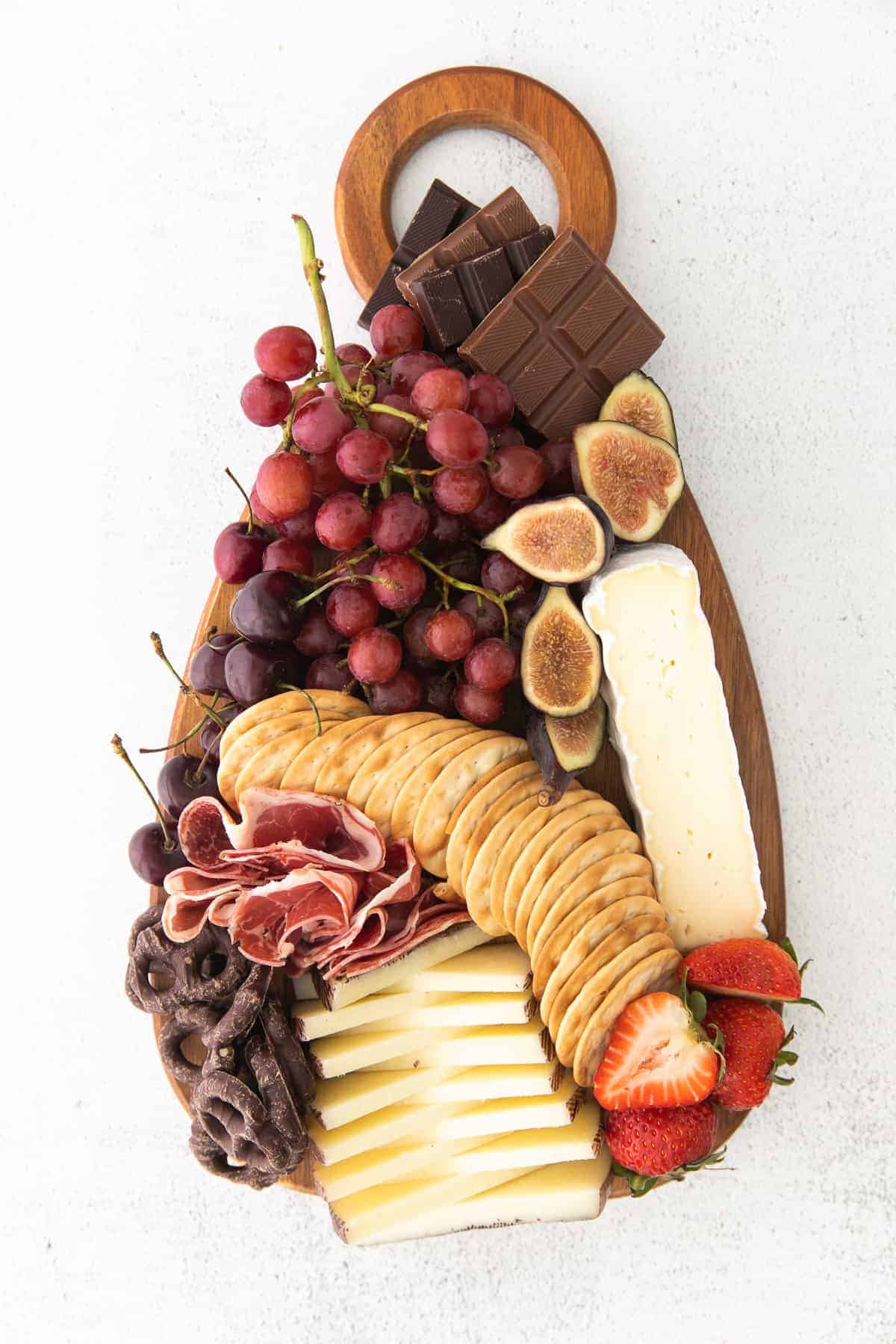 completed chocolate and cheese board