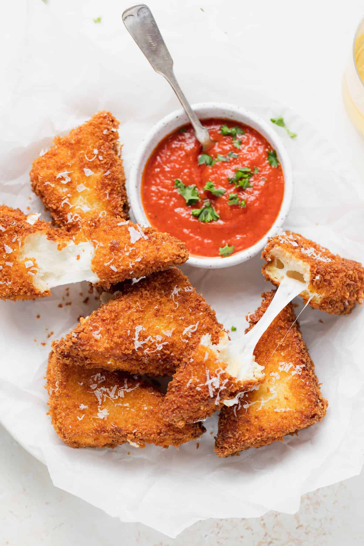 mozzarella in carrozza with marinara dipping sauce