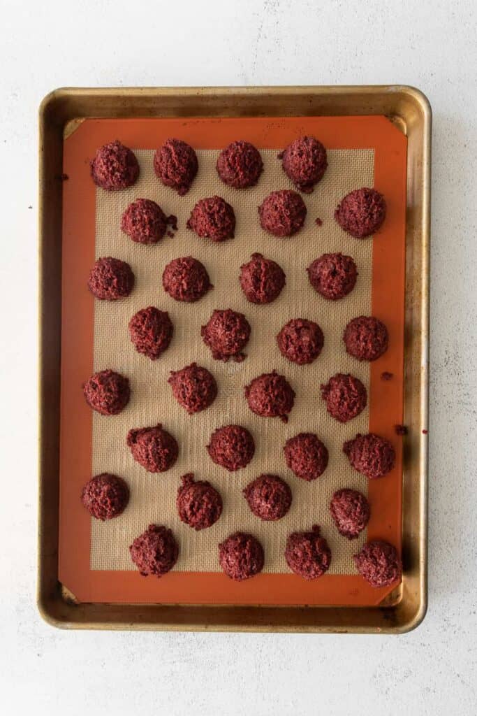 truffles on baking sheet