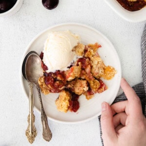 dump cake on plate.