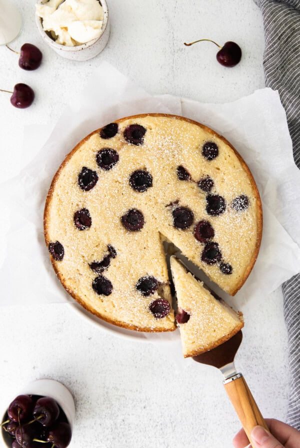 sliced ricotta cake.